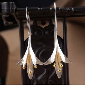 Long Lily Flower Earrings